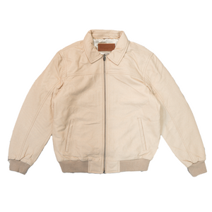 Kashani Cream Lambskin Bomber Jacket - Dudes Boutique