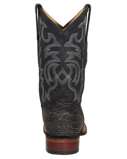 Los Altos rustic black shark skin western boots