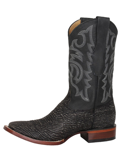 Los Altos rustic black shark skin western boots