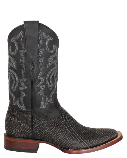Los Altos rustic black shark skin western boots