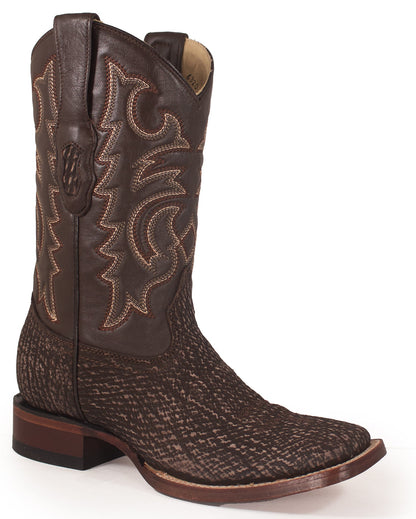 Los Altos Rustic Brown Shark Skin Western Boots - Dudes Boutique