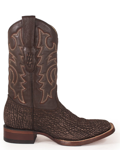 Los Altos Rustic Brown Shark Skin Western Boots - Dudes Boutique