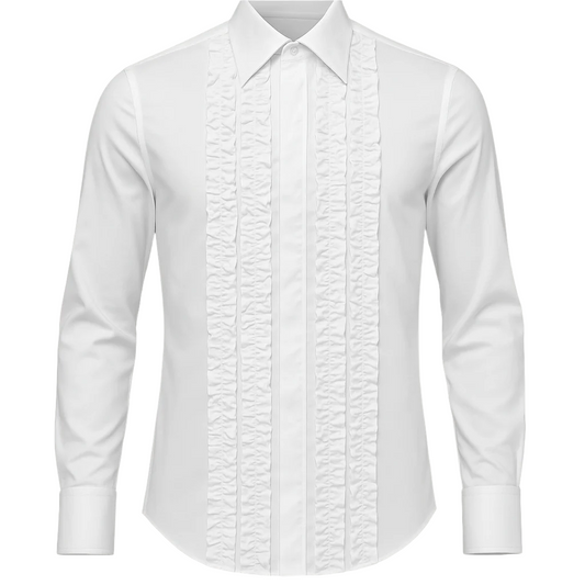 Angelino White Ruffle Button Up Shirt