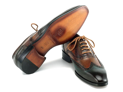 Paul Parkman Wingtip Oxfords Green Hand-painted Calfskin