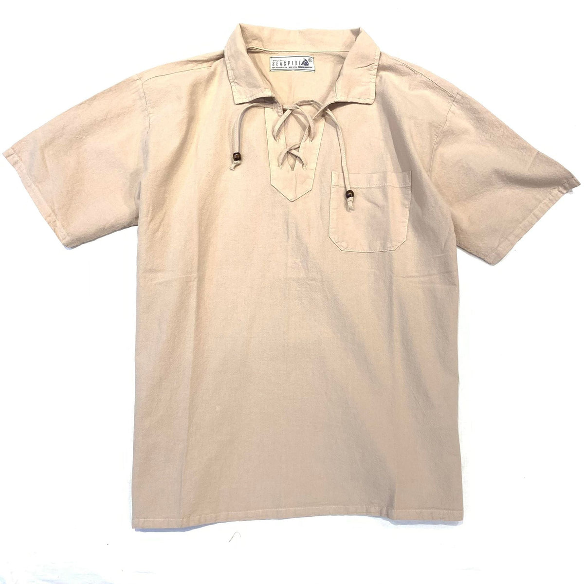 Seaspice Tan Lace Boho Linen Shirt - Dudes Boutique
