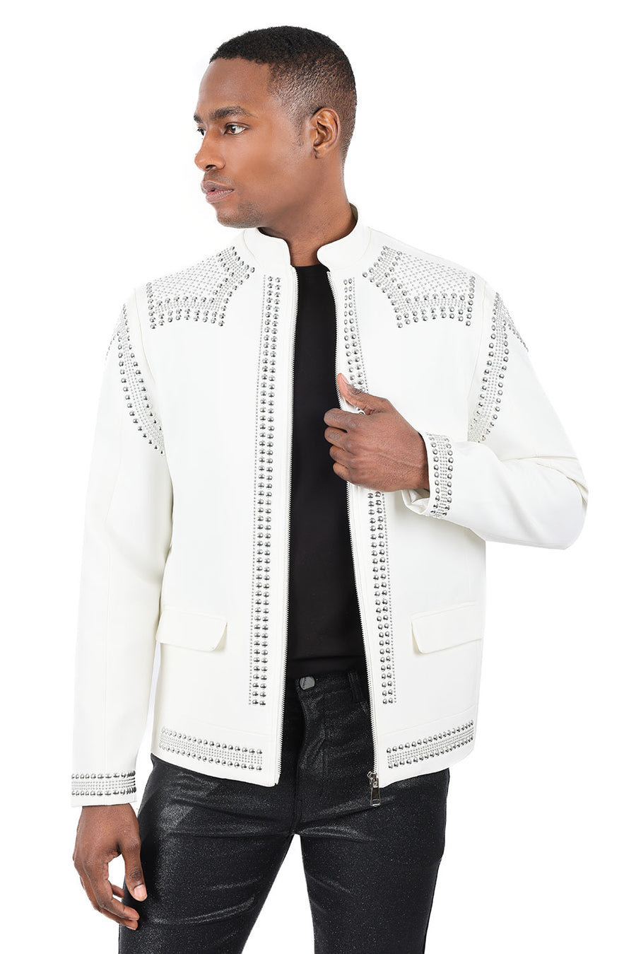 Barabas BAD BOY Lightweight Motorcycle Jacket WHT SLV Dudes