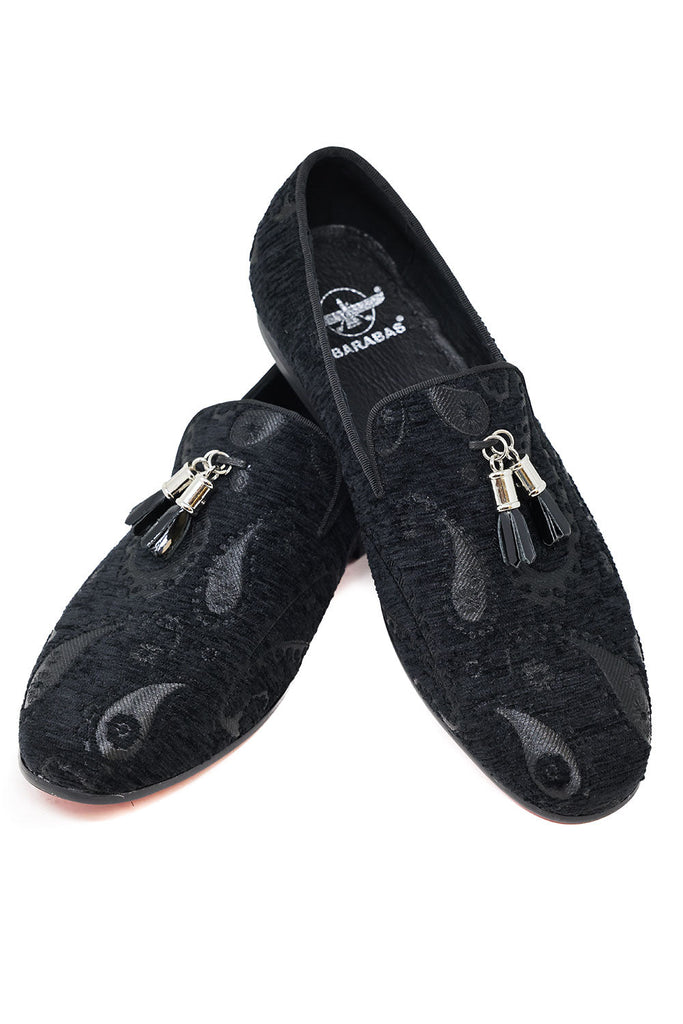 Barabas Black Paisley Suede Loafers - Dudes Boutique