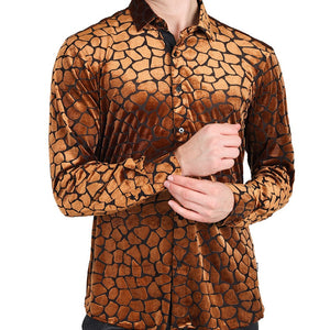 Barabas Rock Formation Velvet Button Up Shirt - Dudes Boutique