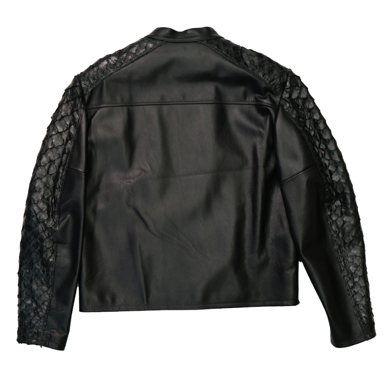 Kashani Black Pirarucu Fish Lined Lambskin Jacket - Dudes Boutique