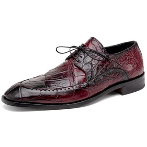 Mauri 3287 Alligator Derby Shoes Ruby Red / Dirty Black - Dudes Boutique