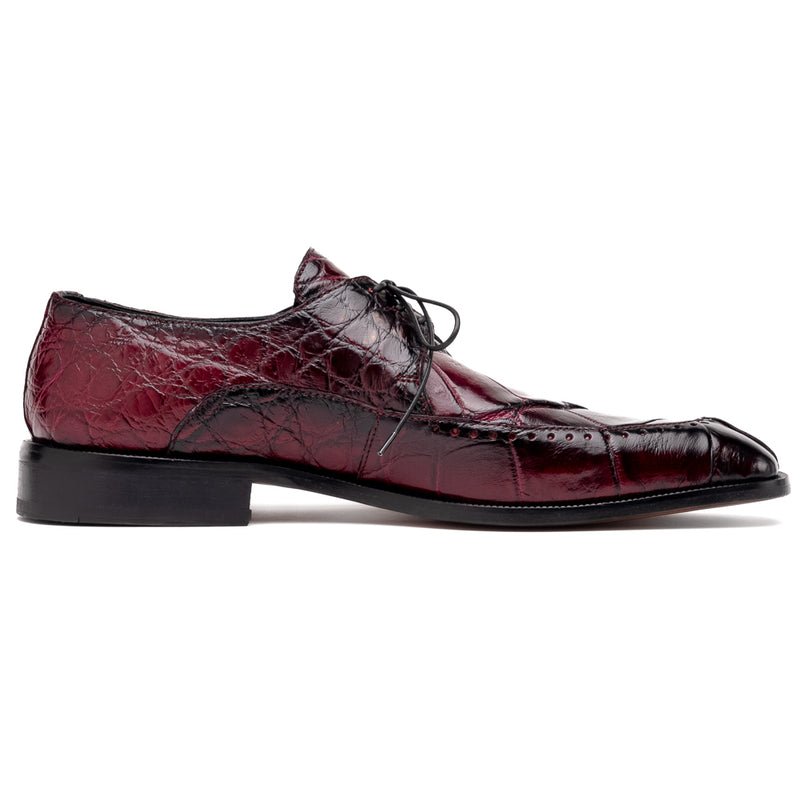 Mauri 3287 Alligator Derby Shoes Ruby Red / Dirty Black - Dudes Boutique