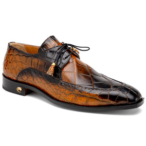 Mauri 3287 Alligator Derby Shoes Toffee / Dirty Black - Dudes Boutique