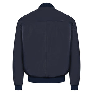 Kashani Navy Blue Persian Lamb Leather Bomber Jacket - Dudes Boutique