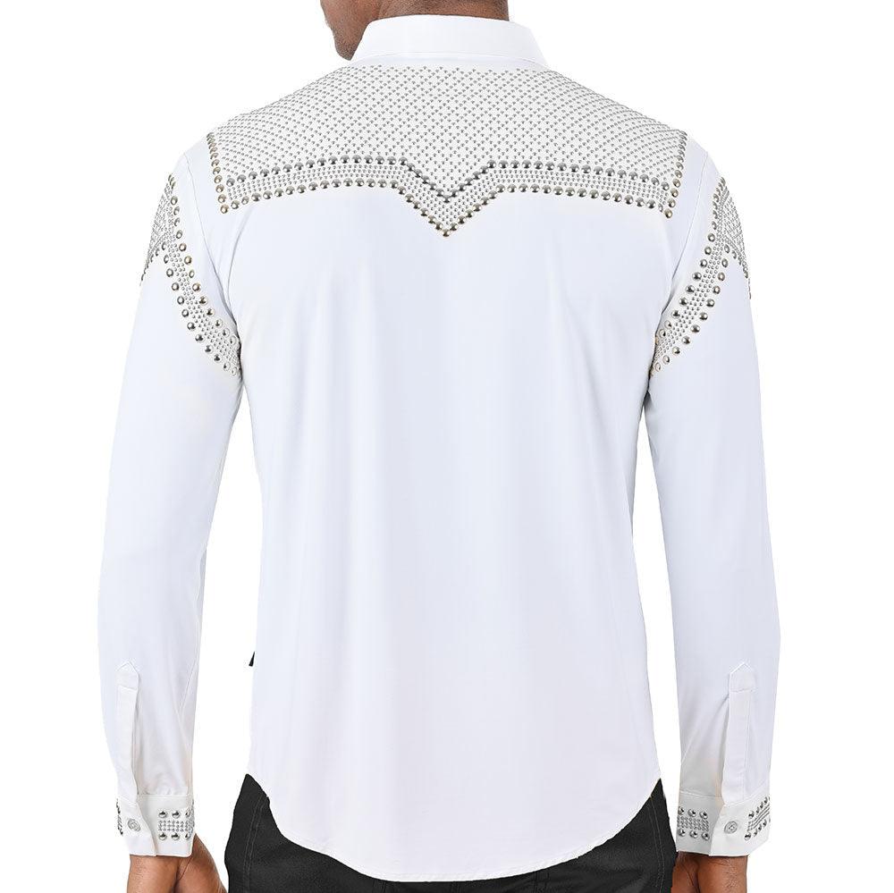 Barabas White Studded Button Up Shirt - Dudes Boutique