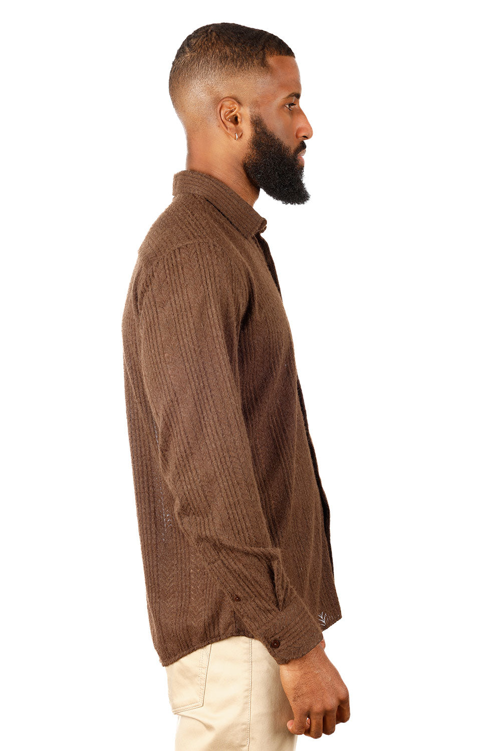 Barabas Brown Cable Knit Button Up Shirt - Dudes Boutique