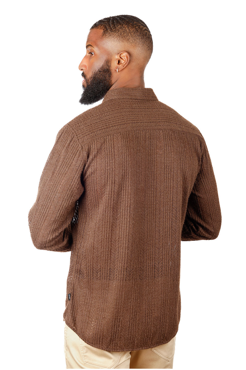 Barabas Brown Cable Knit Button Up Shirt - Dudes Boutique