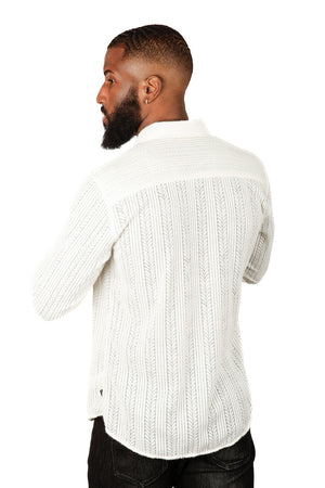 Barabas Ivory Cable Knit Button Up Shirt - Dudes Boutique