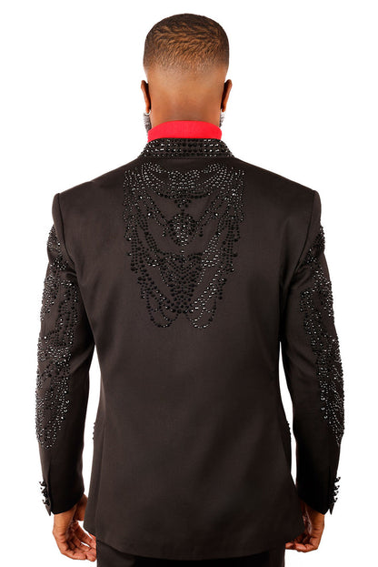 Barabas Elite Black FORMALITY DRAPE Crystal Blazer - Dudes Boutique