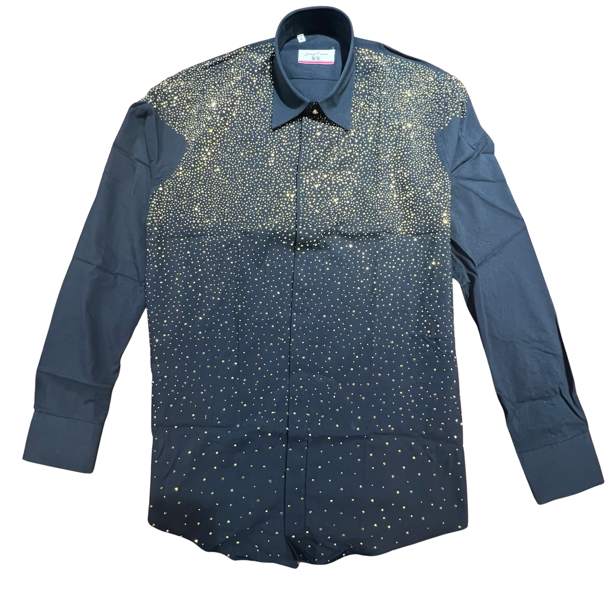 Lorenzzo Franco Black Gold Crystal Button Up Shirt - Dudes Boutique