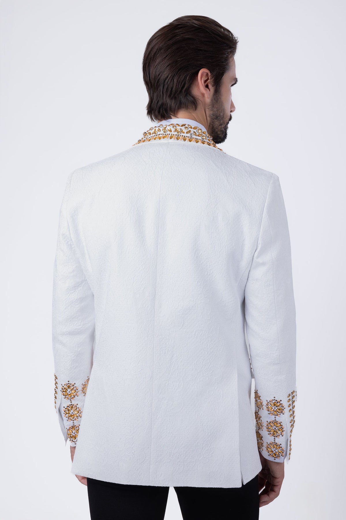 Barabas Elite White POSITIVE ARTISTIC Crystal Blazer - Dudes Boutique