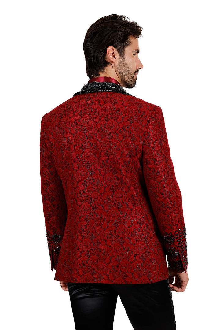 Barabas Elite Red Black STIFF WAY Crystal Blazer - Dudes Boutique