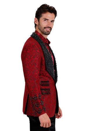 Barabas Elite Red Black STIFF WAY Crystal Blazer - Dudes Boutique