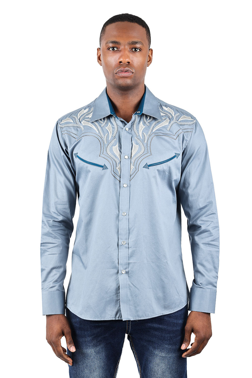 Barabas OCCIDENTAL ARROWS Light Blue Western Shirt - Dudes Boutique