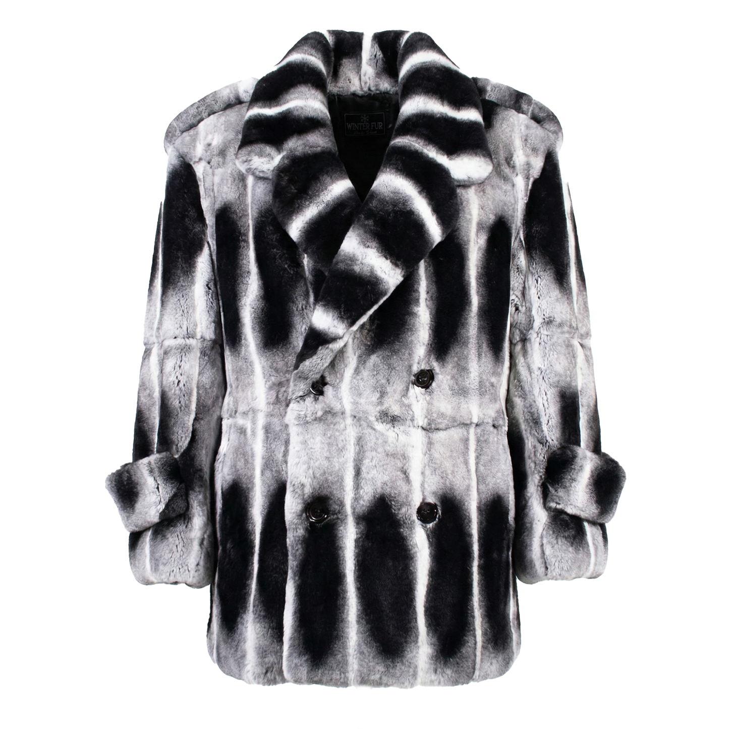 Kashani Double Breasted  Rex Rabbit 3/4 Fur Coat