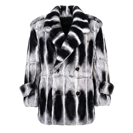 Kashani Double Breasted  Rex Rabbit 3/4 Fur Coat