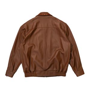 Kashani Cognac Stingray / Alligator Tail Lined Lambskin Bomber Jacket - Dudes Boutique