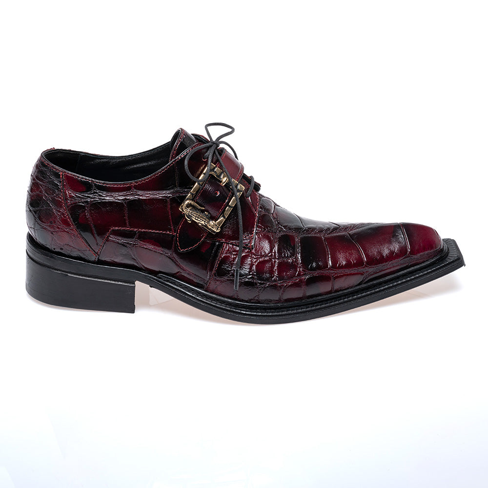 Mauri 44166/2 Alligator Dress Shoes Ruby Red Smoke Black 10.5