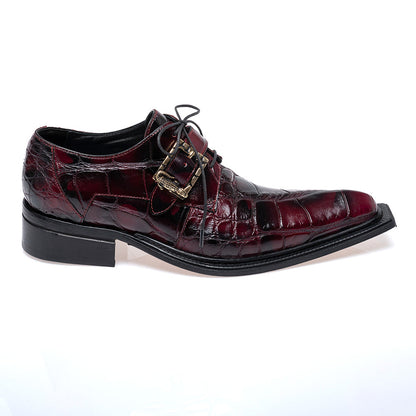 Mauri 44166/2 Alligator Dress Shoes Ruby Red Smoke Black