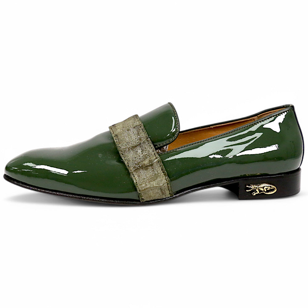 Mauri 4709/8 Money Green Hornback & Patent Leather Loafers - Dudes Boutique
