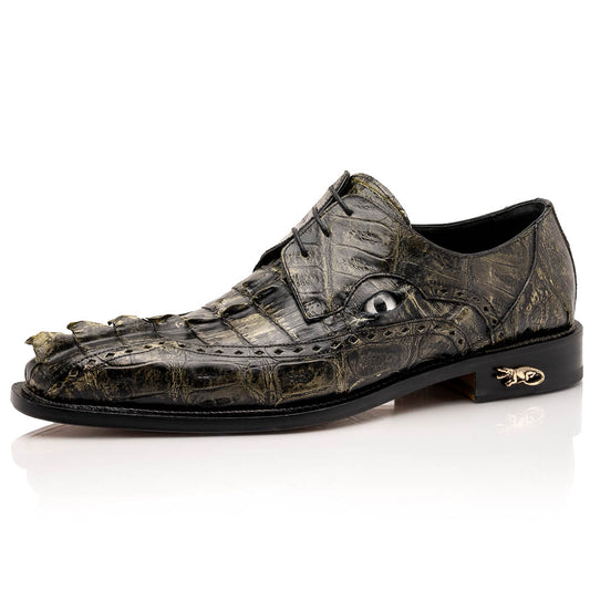 Mauri 4717/3 Forest Green Baby Croc / Hornback Dress Shoes - Dudes Boutique