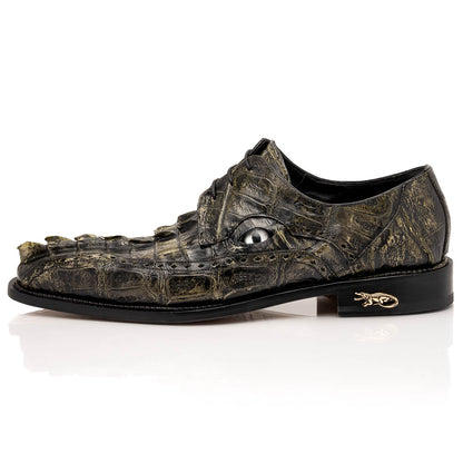 Mauri 4717/3 Forest Green Baby Croc / Hornback Dress Shoes - Dudes Boutique