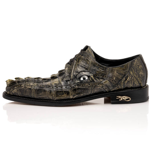 Mauri 4717/3 Forest Green Baby Croc / Hornback Dress Shoes - Dudes Boutique