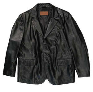 Kashani Black Alligator Embossed Lambskin Blazer - Dudes Boutique