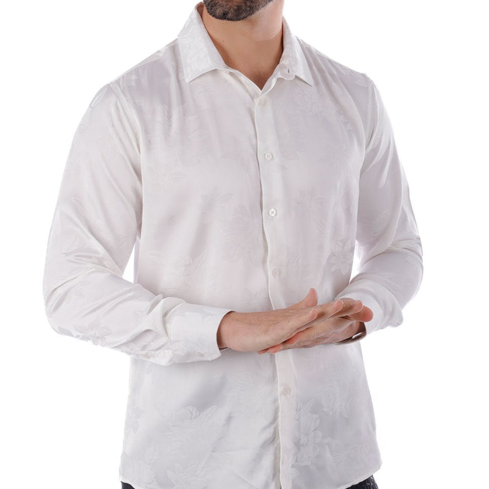 Barabas White Floral Button Up Shirt