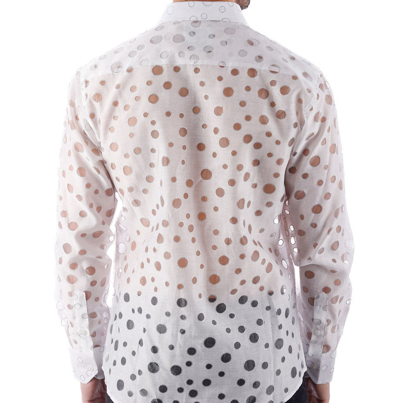 Barabas White See Through Polka Dot Button Up Shirt - Dudes Boutique