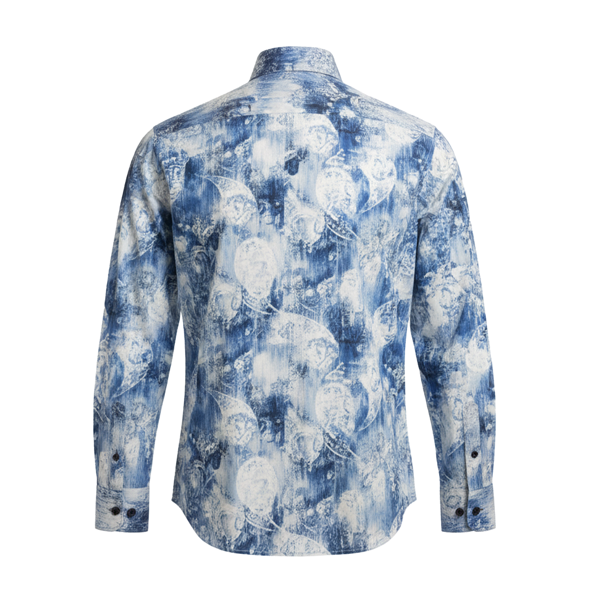 Leoni Blue Brush Floral Button Up Shirt