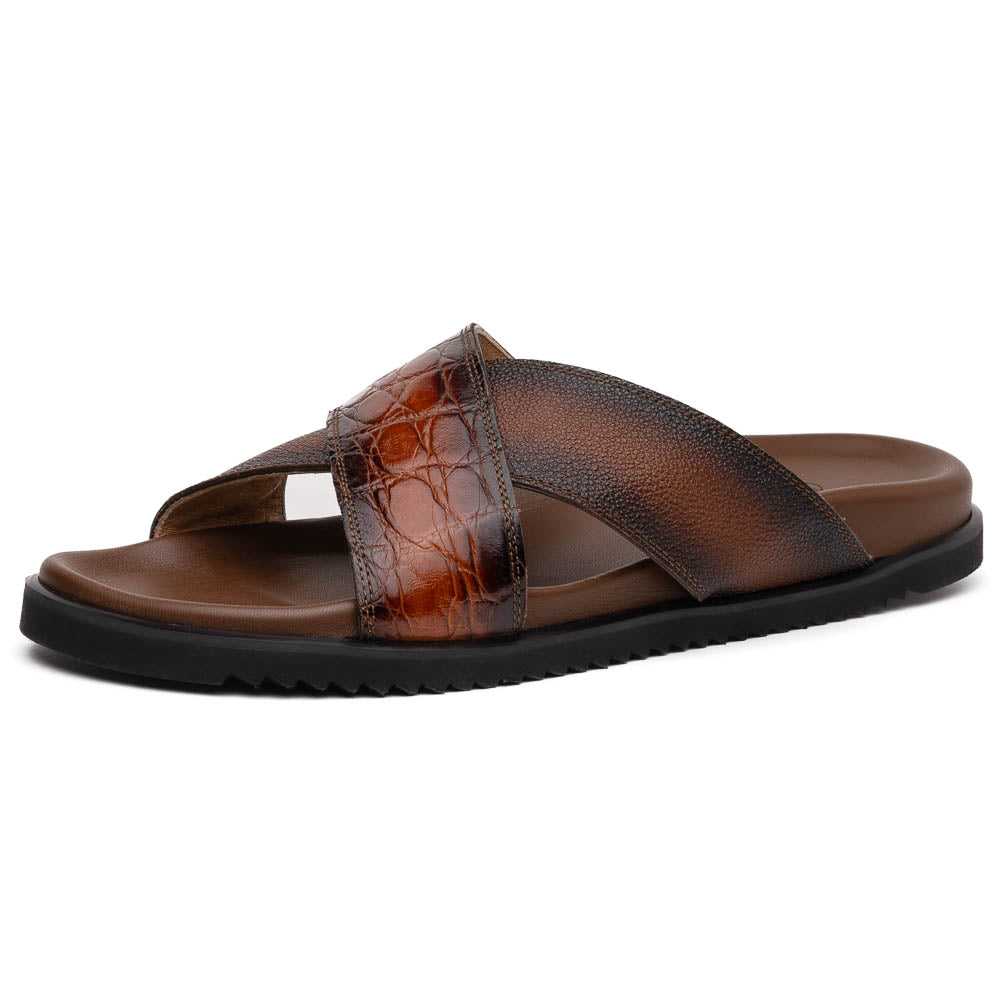 Mauri 5134 Cognac / Dirty T. Moro Alligator Time Sandals - Dudes Boutique