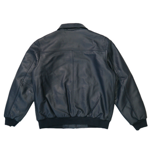 Kashani Navy Blue Lambskin Bomber Jacket - Dudes Boutique