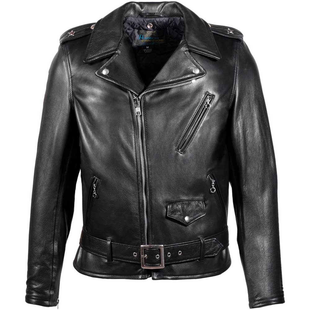 Schott NYC Mens 519 Perfecto Waxy Cowhide Motorcycle Jacket - Black - Dudes Boutique