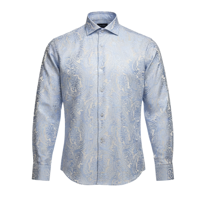 Leoni Light Blue Floral Button Up Shirt