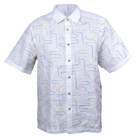 Prestige LUX-568 White Multi Linen Shirt