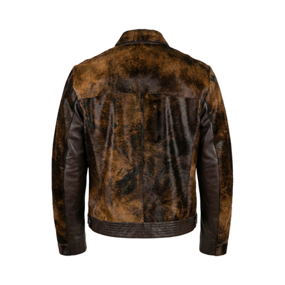 Barya NewYork Chocolate Brown Pony Hair Biker Jacket