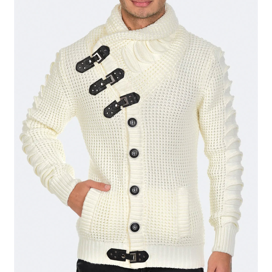 LCR Men's Cream Buckle Wool Knit Sweater - Dudes Boutique