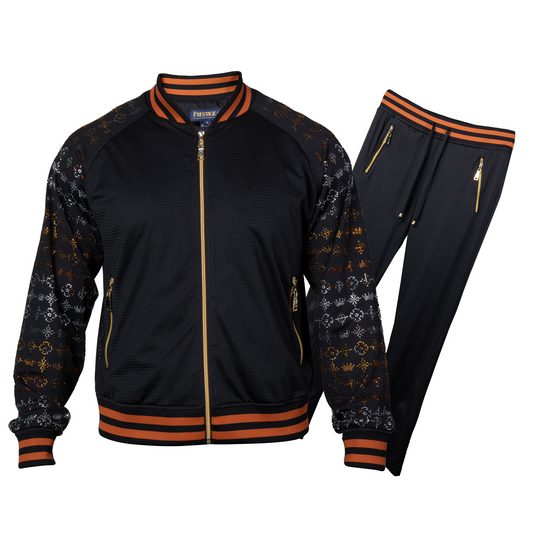 Prestige LNG-601 Black Perforated Crystal Jogger Set
