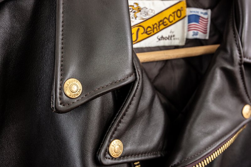 Schott 613 Men's One Star Perfecto Leather Motorcycle Jacket - Brown - Dudes Boutique