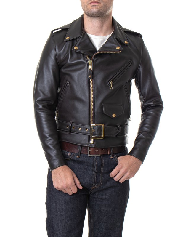 Schott 613 Men's One Star Perfecto Leather Motorcycle Jacket - Brown - Dudes Boutique